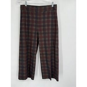 Avenue Montaigne Pants Womens Size 10 Plaid Pull On Cropped Wide‎ Leg USA